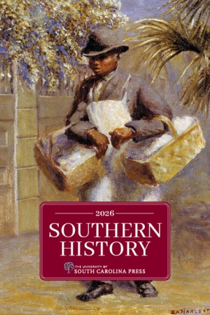 Painting of a man wearing an apron and bolo hat carrying two baskets.