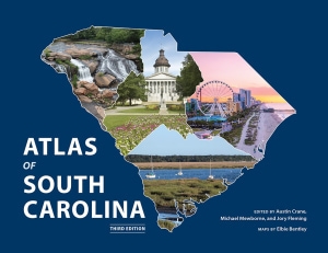State outline with inset photos of a waterfall; capitol building; beach with Ferris wheel; and bay. Blue background with white title and author names.