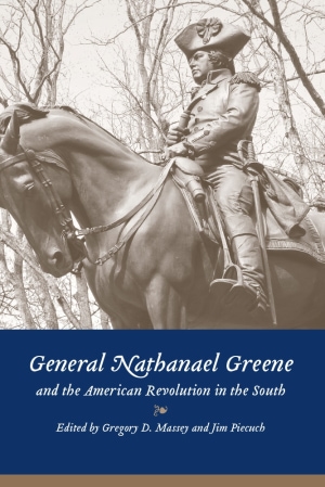 Grayed out image of a statue with soldier mounted on horse. White title and author name lower centered in navy blue text box.