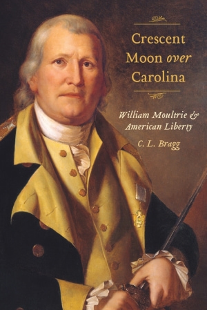 Portrait painting of a man in a black and gold jacket and vest, holding a sword. Gold title and author name placed top right.