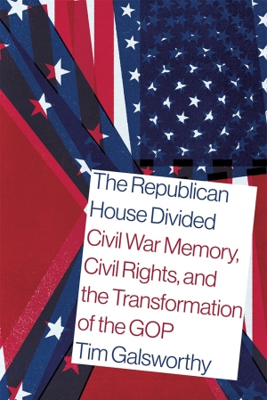 The Confederate flag overlaid on the American flag. Red and navy title and author name on cream background in the bottom right.